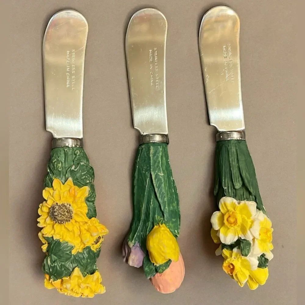 Vintage Rare Cheese and Butter Stainless Steel Spreader Knife Set
